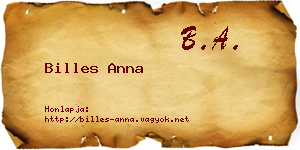 Billes Anna névjegykártya